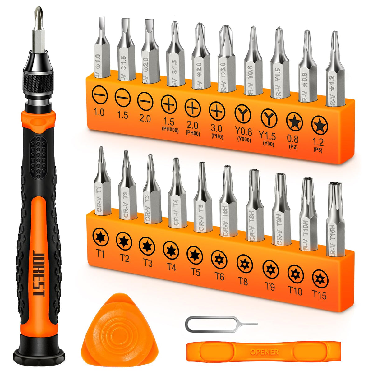 JOREST Precision Screwdriver Set, Small Screwdriver with Torx T5 T6 T8 T9, Triwing Y00, Star P5, Mini Repair Tool Kit for Laptop, Switch, PS5,Xbox, MacBook, iPhone, Ring Doorbell, Watch, Glasses