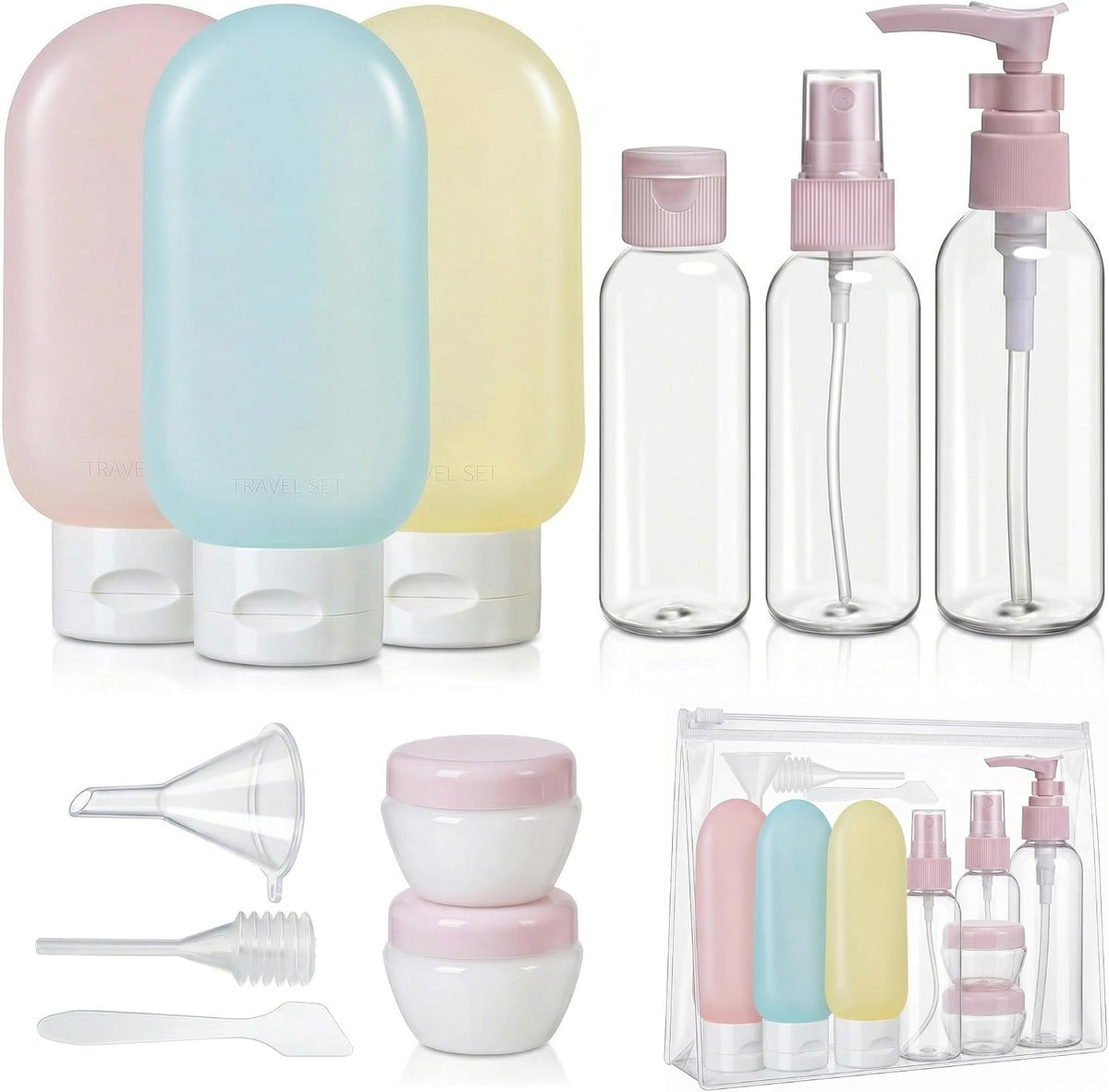 Travel Bottles for Toiletries, CAA Approved 11 PCS Travel Bottles Kit