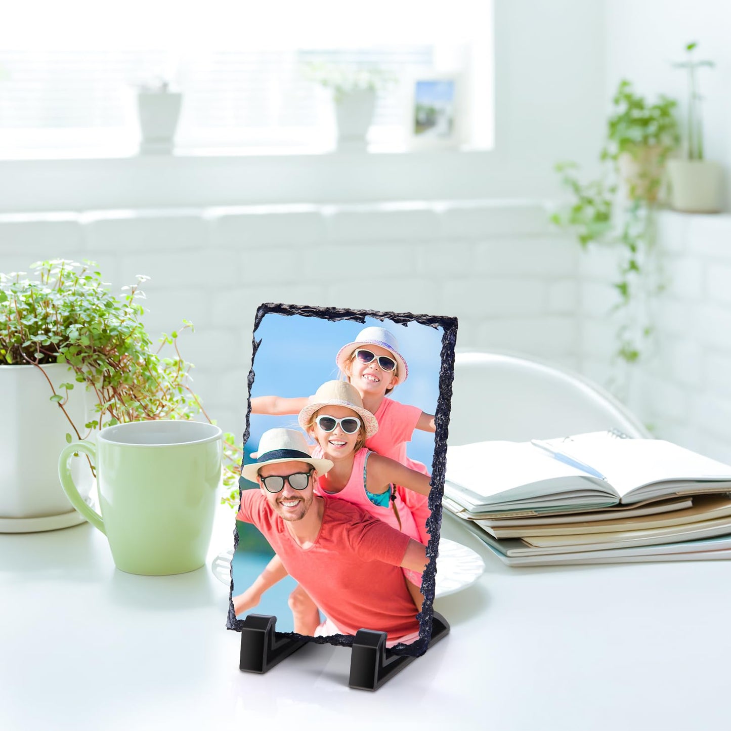 Personalised Memorial Plaque, Custom Rock Slate Frame with Photo Text, Customised Memorial Gifts for Loss of Loved One, Cemetery Decorations for Grave