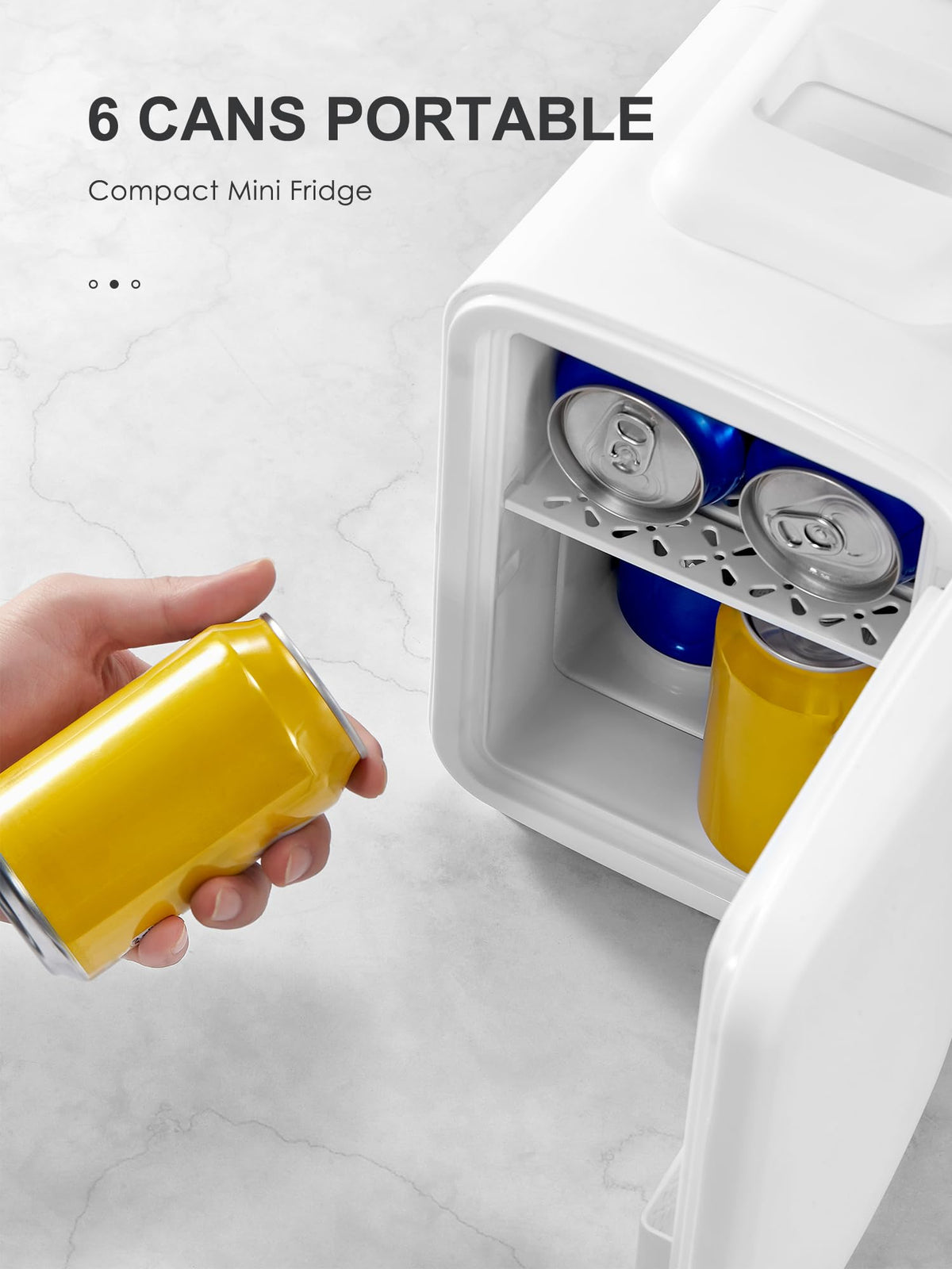 Mini Fridge 4 Litre, 6 Can Portable AC+DC Power Cooler & Warmer, Portable Small Fridge for Bedrooms, Cars, Offices; Skincare, Makeup, Cosmetics, Food (Black, 4L)
