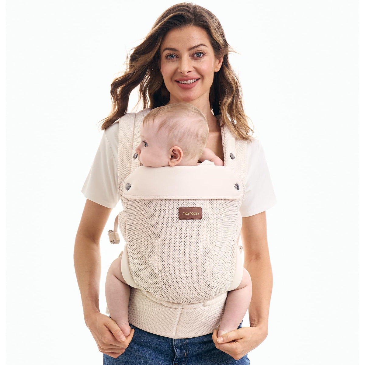 Momcozy Baby Carrier for 3-24M/3.2-20kg, Waist 64-127cm, Cotton Khaki