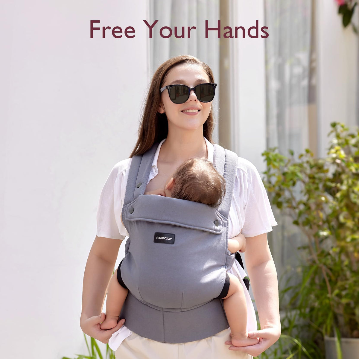 Momcozy Baby Carrier for 3-24M/3.2-20kg, Waist 64-127cm, Cotton Khaki