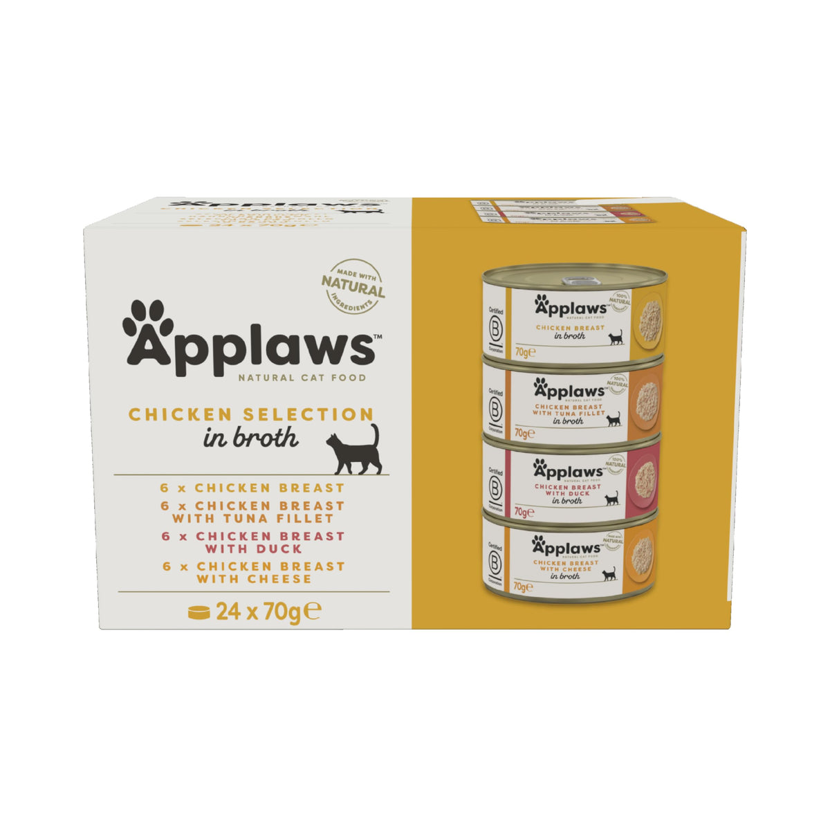 Applaws 100% Natural Wet Cat Food, Pouch Multipack Fish Selection in Broth, 70 g (24 x 70g) Pouches