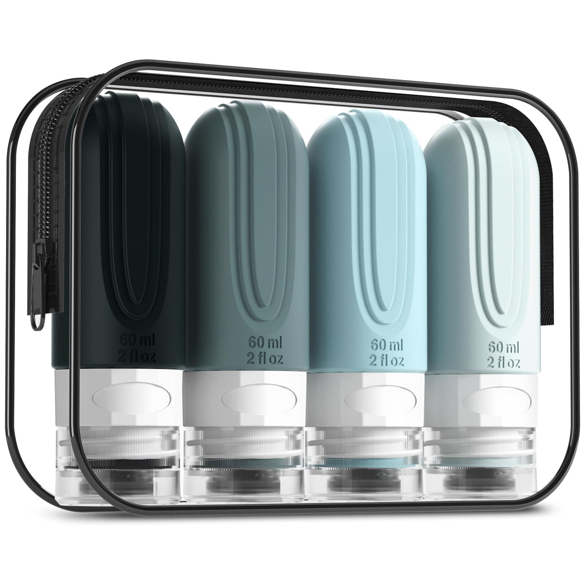 Mrsdry Travel Bottle for Toiletries, Leak Proof Silicone Travel Size 90ml Bottles Refillable Containers for Liquid Shampoo, BPA Free and TSA Approved Travel Accessories with Clear Bag (4 Pack)