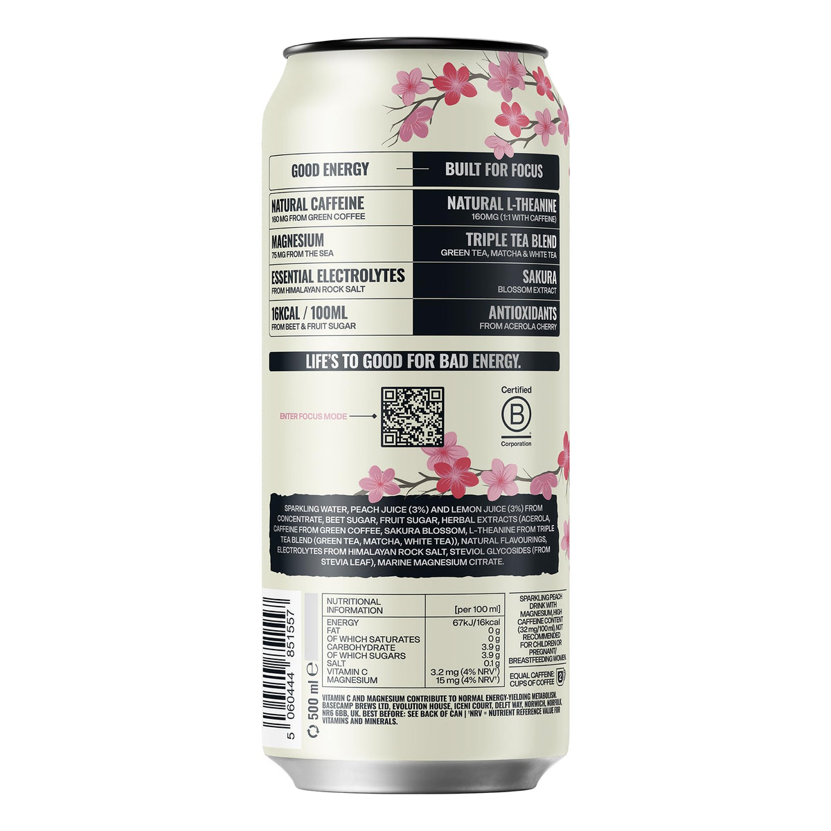 TENZING Natural Energy Drink, Plant Based, Vegan, & Gluten Free, +BCAA, Apple & Seaberry, 330ml (Pack of 12) - Packaging may vary