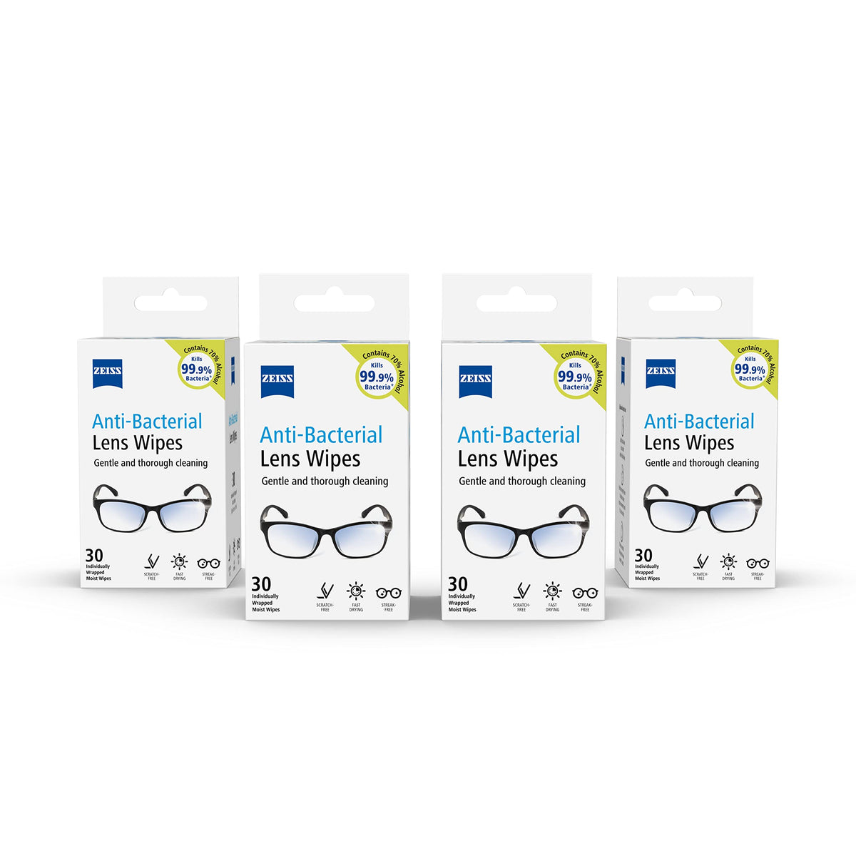 ZEISS Sunglasses Wipes, Removes Fingerprints, Suncream, Dirt, Dust & Oil. Individually Packed Pre-Moistened Wipes Perfect to use at Home or On-The-Go. Fast-Drying and Portable. 8 Packs x 10 Wipes