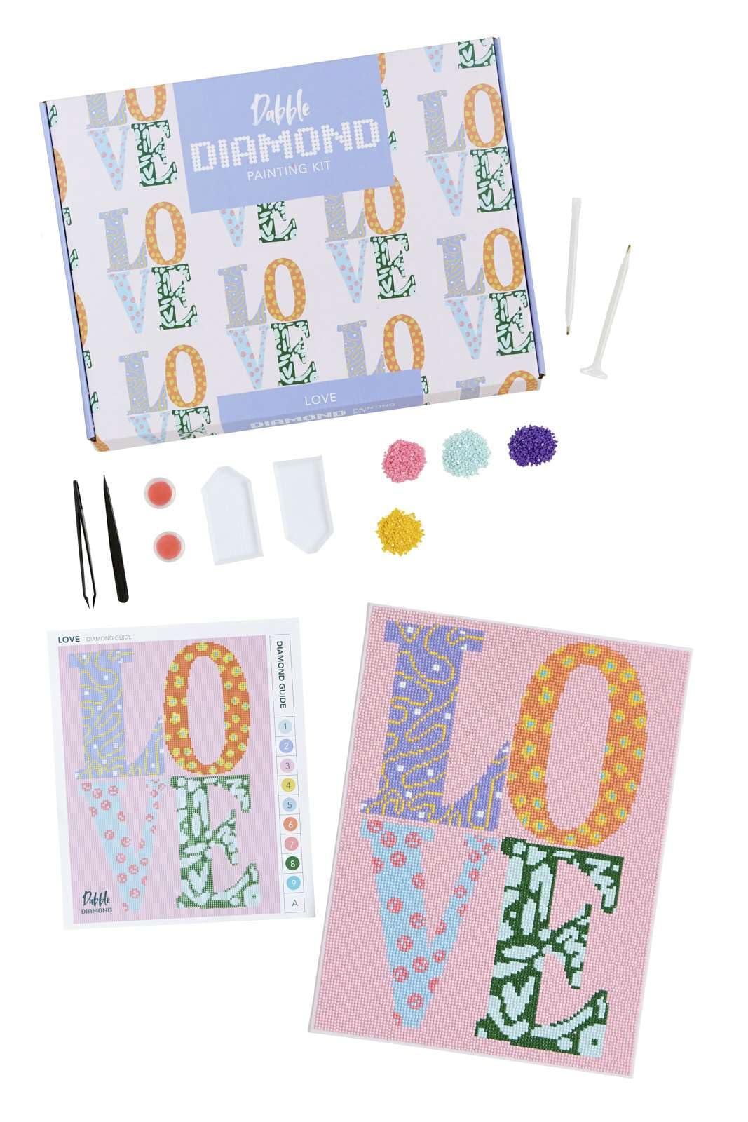 Dabble Diamond Painting Kits – Set of 3 Full Diamond Painting Kits for Adults with Canvas Frame, Crystal Diamond Art