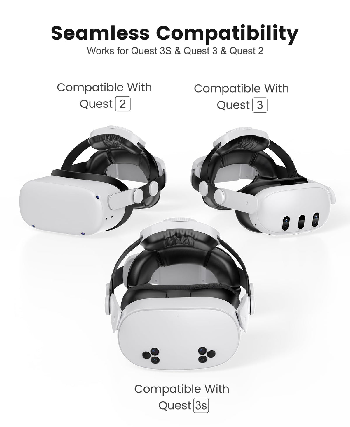 Comfortable Head Strap for Meta Quest 3S/3/2 with 7500mAh LED Display Battery Bank,VR Headset Elite Strap Replacement,All-Directional Adjustable Oculus Headstrap,Enhanced Support & Reduce Pressure