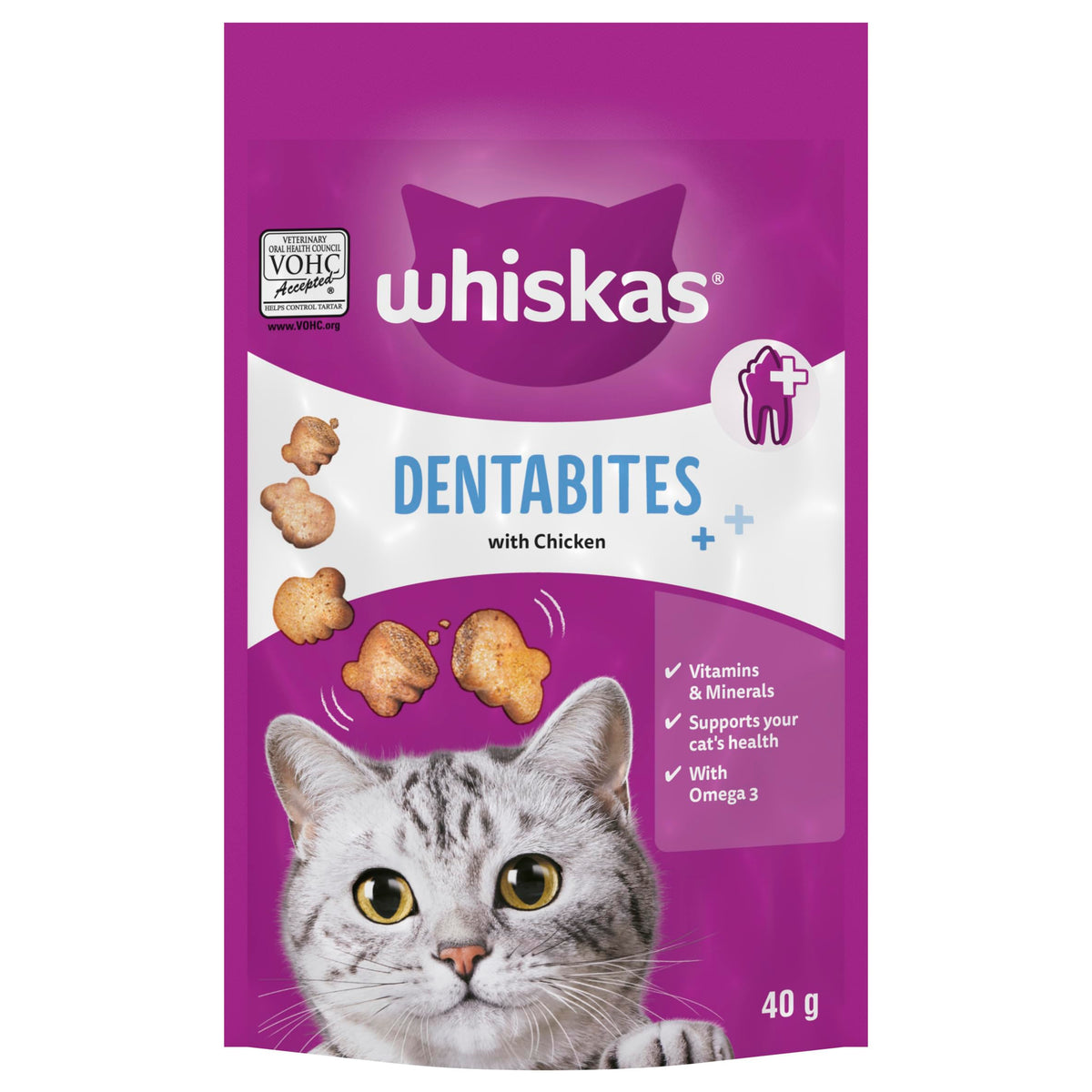 WHISKAS Crunch 100g (Pack of 6) - Tasty Topping Adult Cat Treat Biscuits