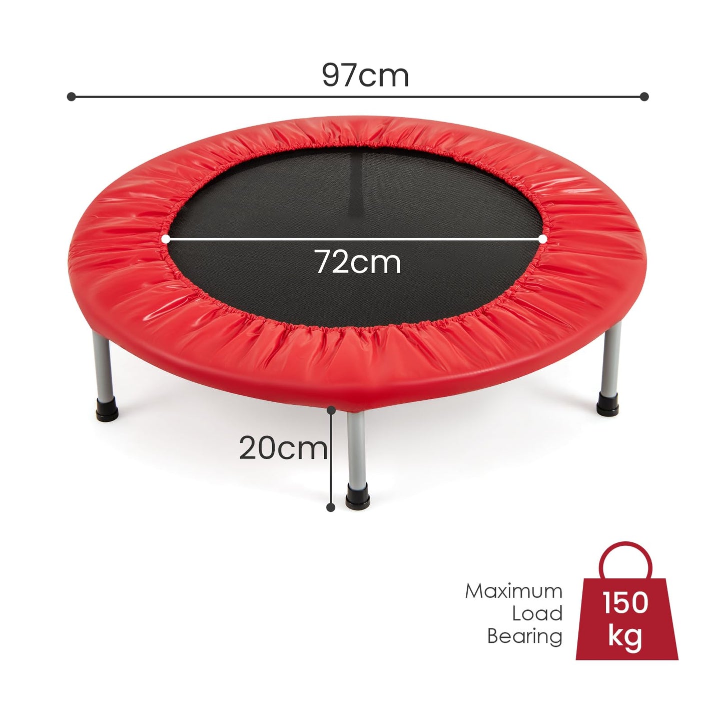 COSTWAY 38" Foldable Mini Fitness Trampoline with Carry Bag — Max 150 kg