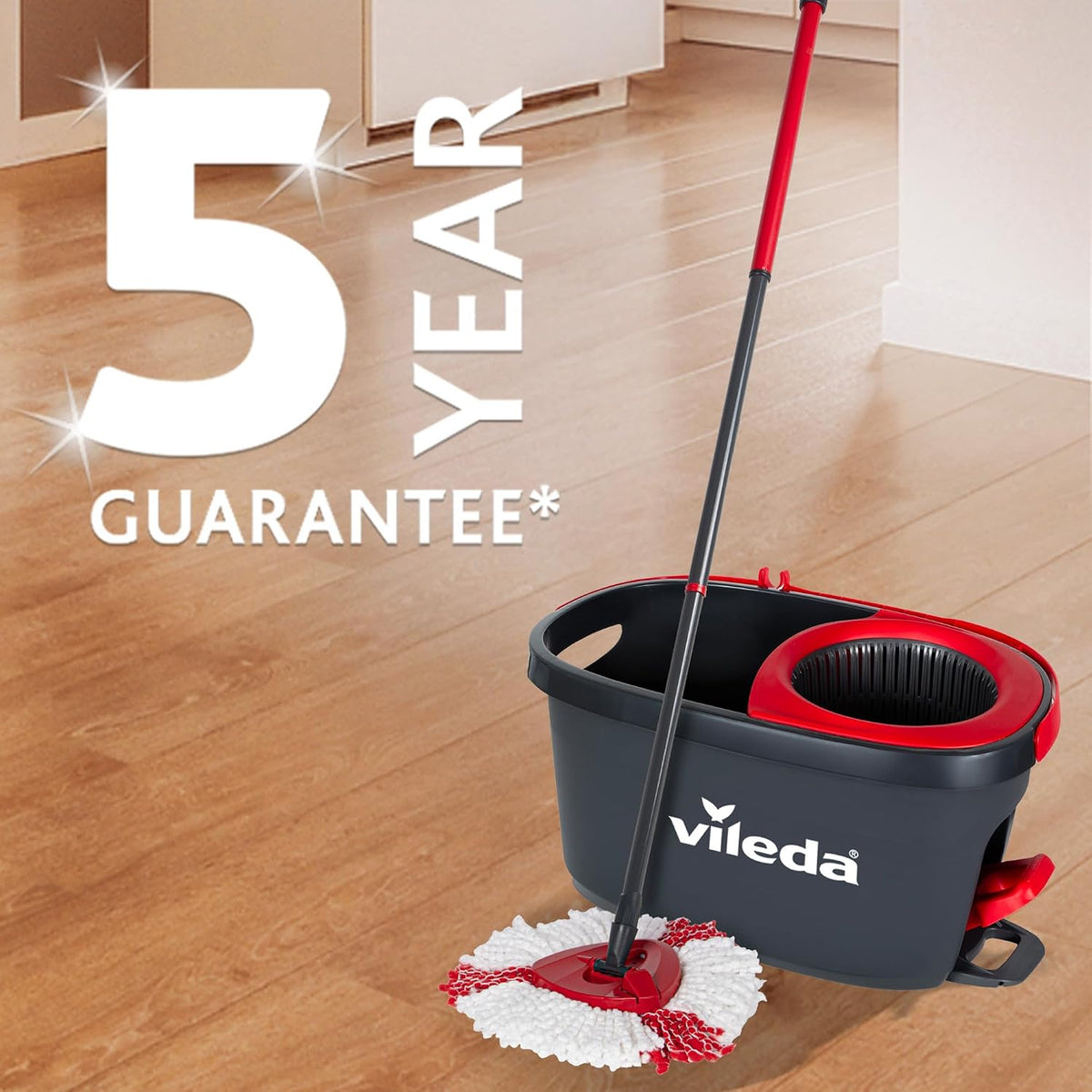 Vileda Turbo 2in1 Spin Mop & Bucket Set with Foot Pedal and Extra Refill