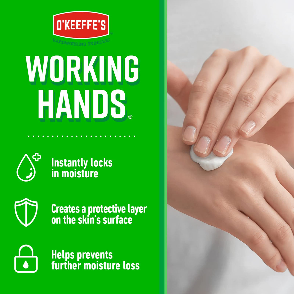 O'Keeffe's Working Hands, 96 g Jar 2 Pack - Hand Cream for Extremely Dry, Cracked Hands | Instantly Increases Moisture Content, Forms a Protective Layer and Prevents Moisture Loss