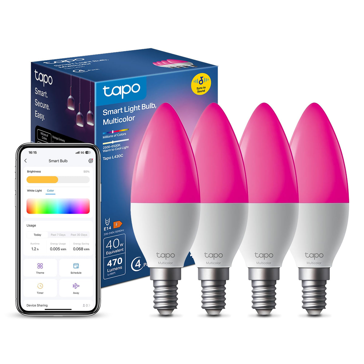 Tapo L530B B22 Smart Bulb Multicolour Dimmable LED Light Bulb