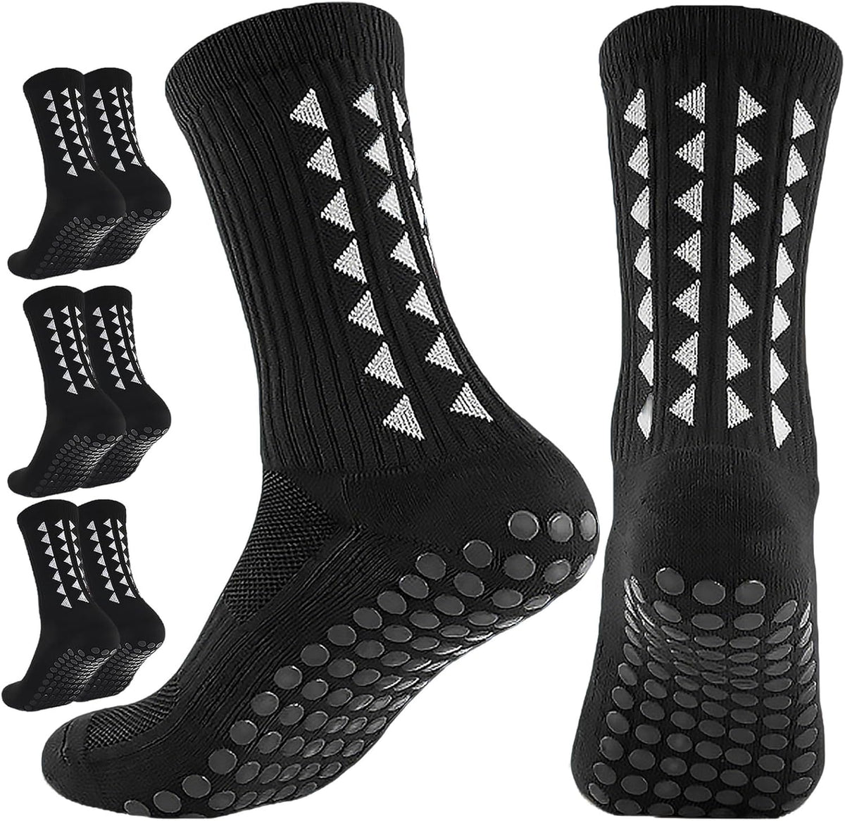 3 Pairs Non Slip Football Socks, Football Grip Socks for Men, Soccer Socks with Rubber Dots for Yoga Running Hiking