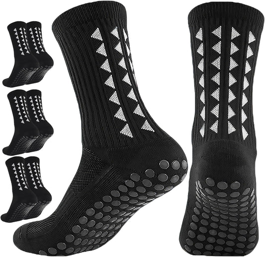 3 Pairs Non Slip Football Socks, Football Grip Socks for Men, Soccer Socks with Rubber Dots for Yoga Running Hiking