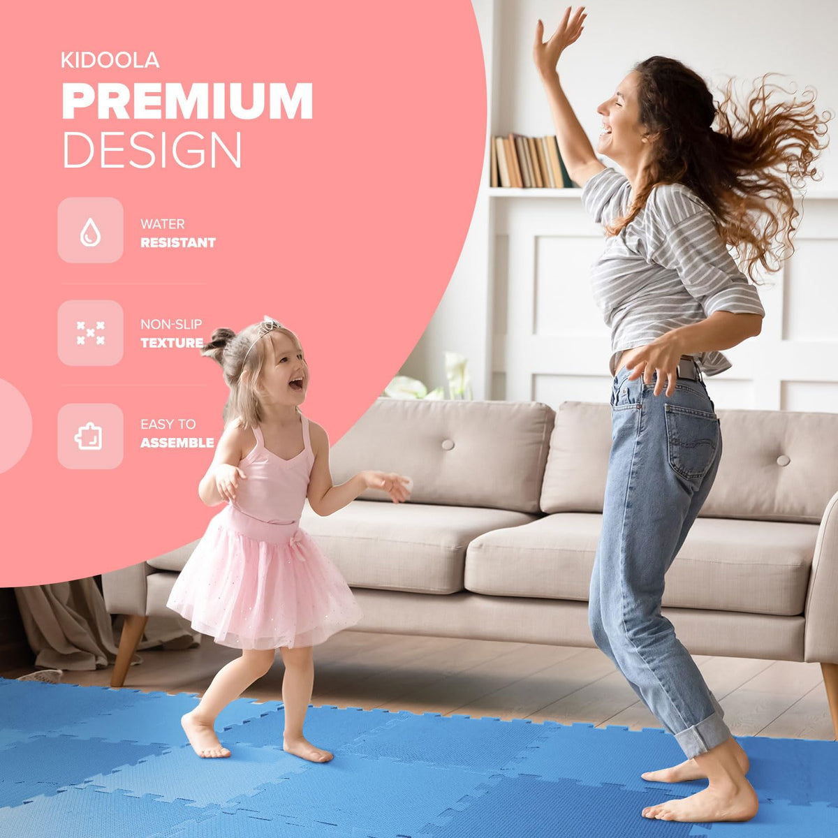 kidoola Foam Baby Play Mat (29x29cm) – Thick & Soft EVA Foam Interlocking Floor Tile Matting for Children – Large Multi Colour, Safe & Comfortable 7mm Thick Play Flooring (9pc)