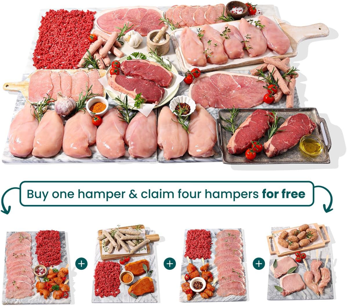 Buy 1 Meat Hamper & claim 4 Hampers | Muscle Building Friendly | 7.7kg of Lean Meat | Makes 57 Meals | Freezer Friendly |