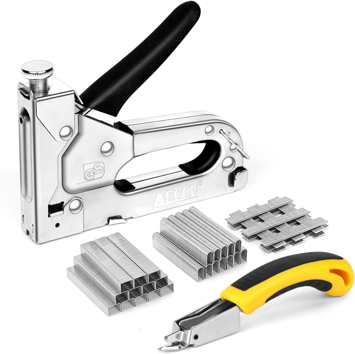 AECCN 3-in-1 Staple Gun for Wood & Furniture, and DIY Decoration, Silver