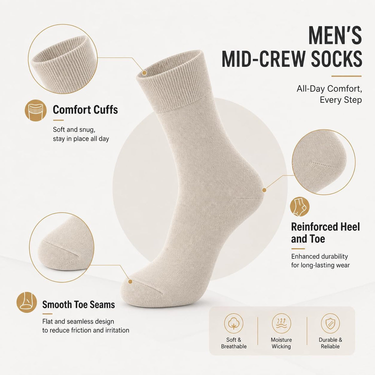 WeciBor Men's Bamboo Seamless Socks 6/12 Pack