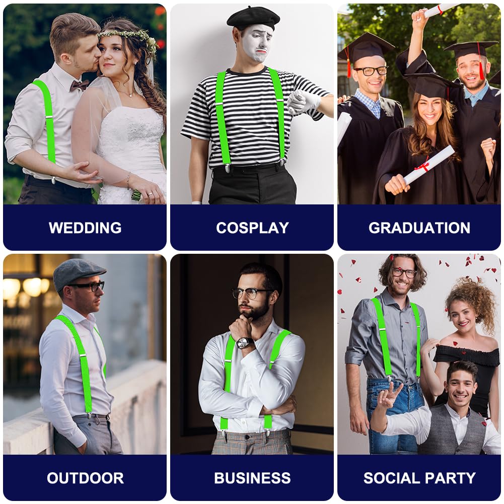Aomig Mens Braces, Mens Suspenders with Strong Metal Clips, 3.5cm Wide Heavy Duty Suspenders for Men Women Business Wedding Casual
