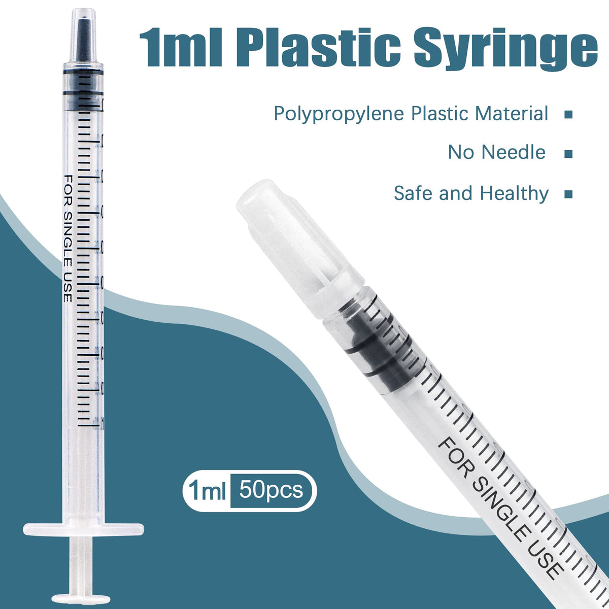 100Pcs 1ml Plastic Syringes With Caps No Needle Colostrum Syringe for Refilling and Measuring Liquids, Scientific Labs, Plant Watering, Pet Feeding ,Glue Applicator