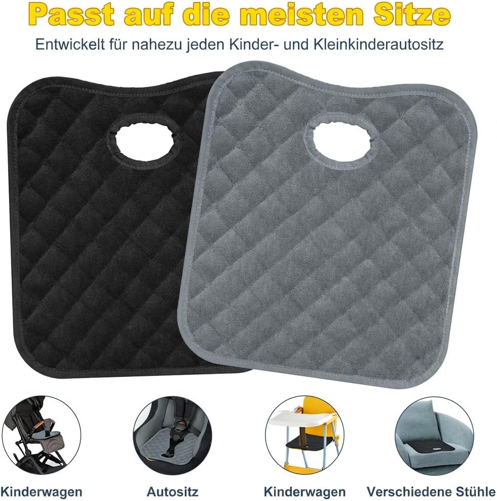 2PCS Waterproof Baby Car Seat Protectors, Car Seat Protector Potty Training Liner for Toddler Baby Kids (Grey&Black）