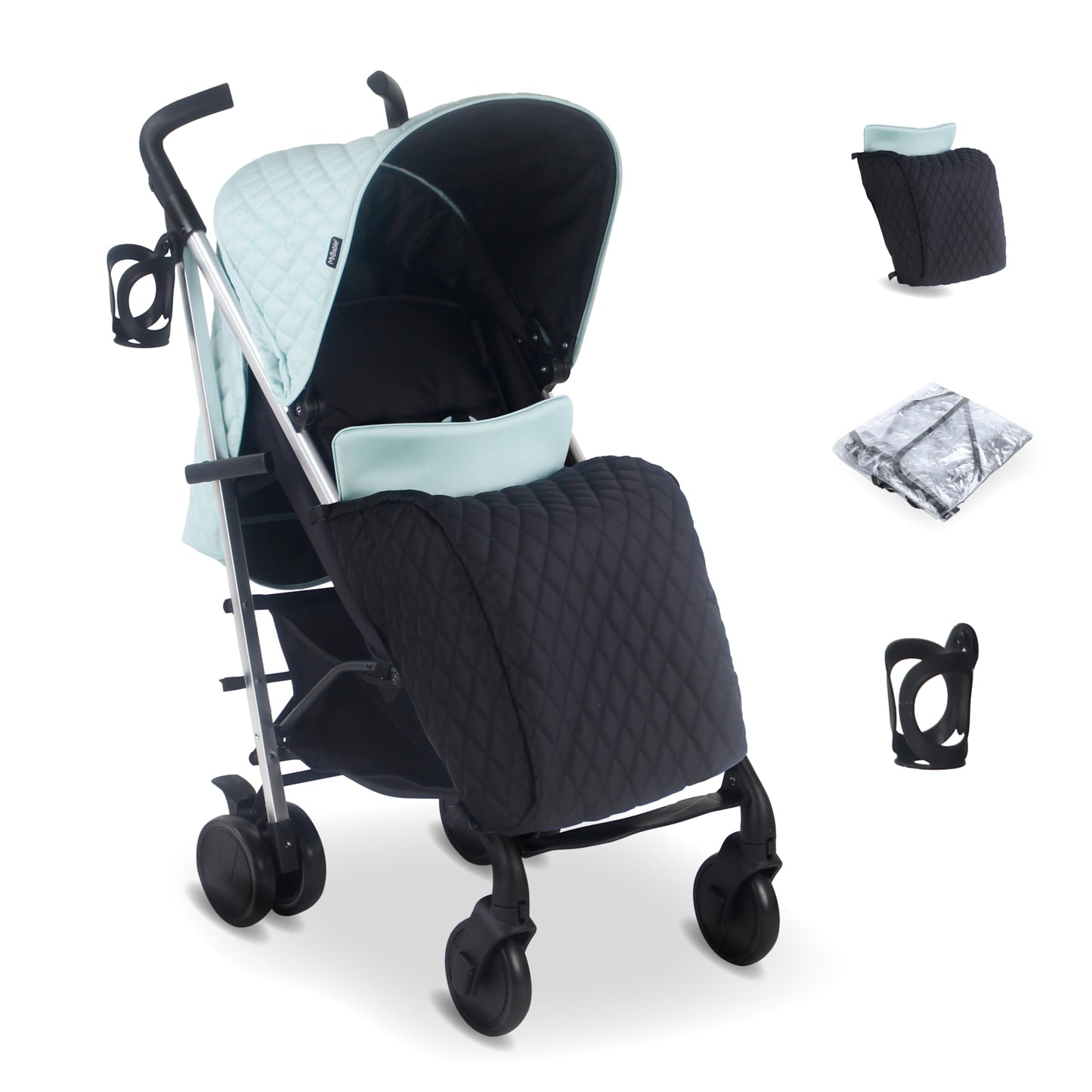 My Babiie MB51 Stroller – from Birth to 4 Years (22kg), Lightweight, Umbrella Fold, Travel Buggy for Toddlers, Pushchair Includes Footmuff, Cup Holder, Rain Cover - Blush Pink
