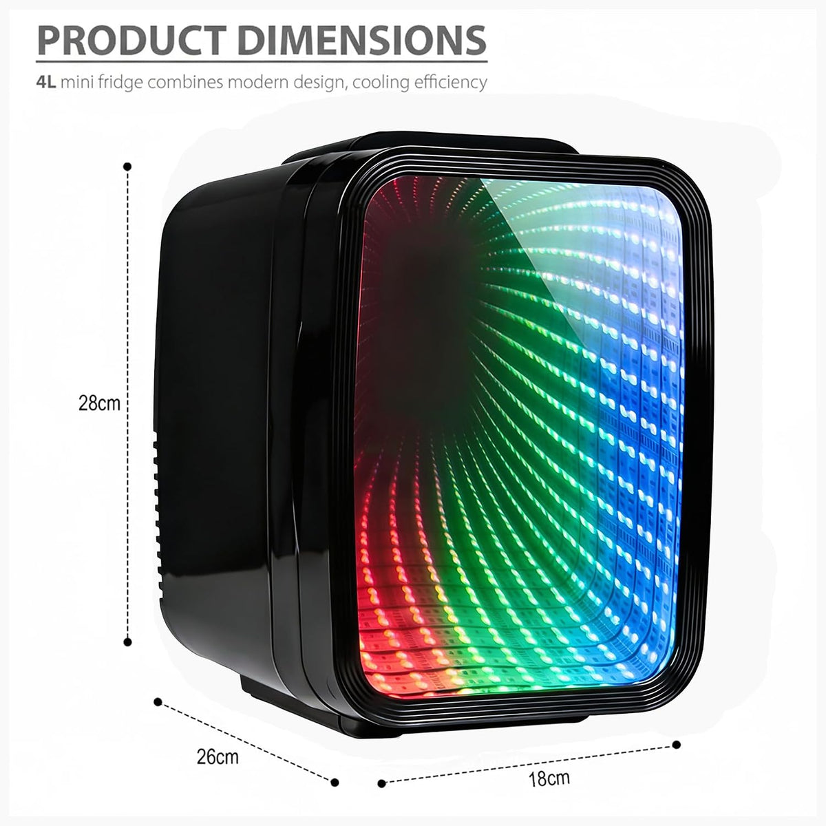 Crystals 4/10/15L Litre Mini Fridge, Table Top Small Fridge Cooler & Warmer for Car Bedrooms Desk Office, 12V DC - 220 AC, Mini Fridge for Bedrooms (Black, 4L Litre)