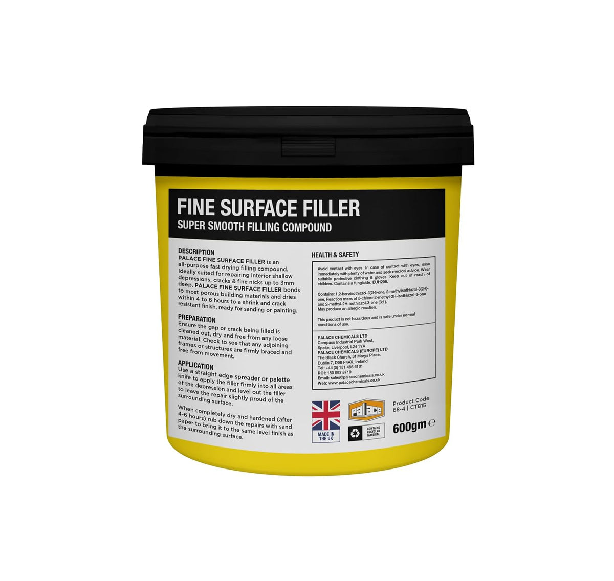 Palace Fine Surface Filler 600gm, Ready Mixed White Filler for Cracks, Shallow Gaps & Fine Surface Repairs