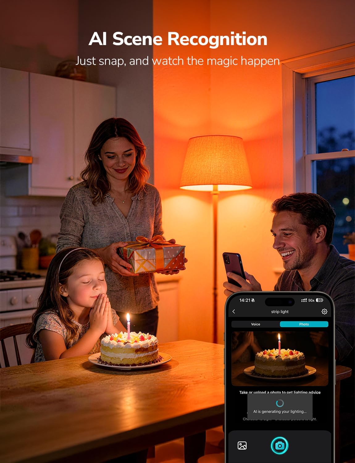 Lepro AI Smart Bulb E14, Colour Changing, Dimmable, Works with Alexa/Google