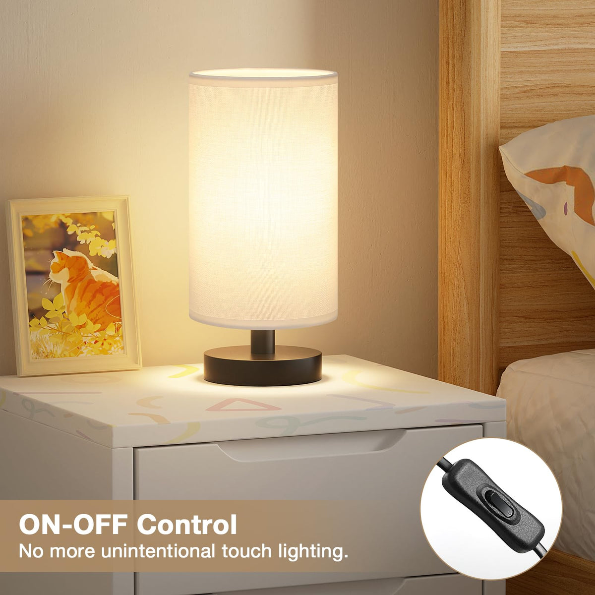 Aooshine Bedside Lamps, 3000K Warm Table Lamp for Bedroom Living Room