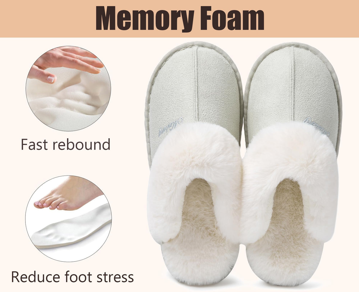 Misolin Womens Slippers With Memory Foam Fluffy Slip-on House