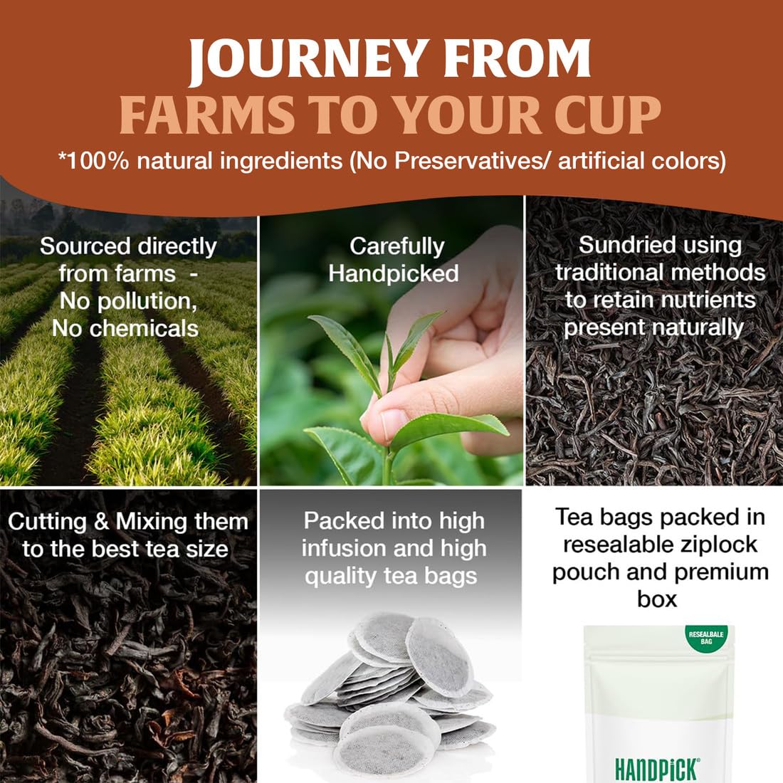 HANDPICK, Spearmint Tea Bags (100 Count), Spearmint Leaf Tea Bags