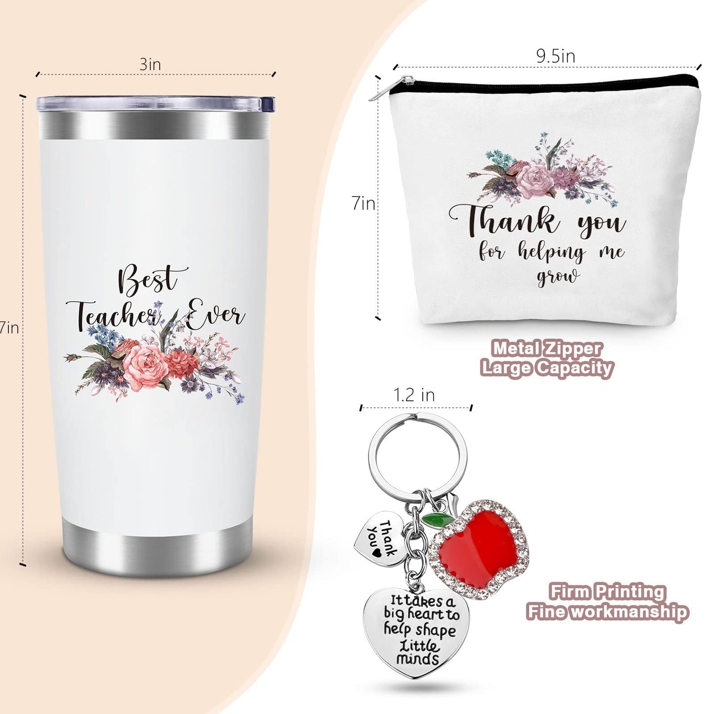 Teacher Tote Bag, Teacher Appreciation Gifts, Teacher Gifts for Women, Thank You Teacher Present Tote Bag, 20OZ Tumbler, Cosmetic Bag, Greeting Cards