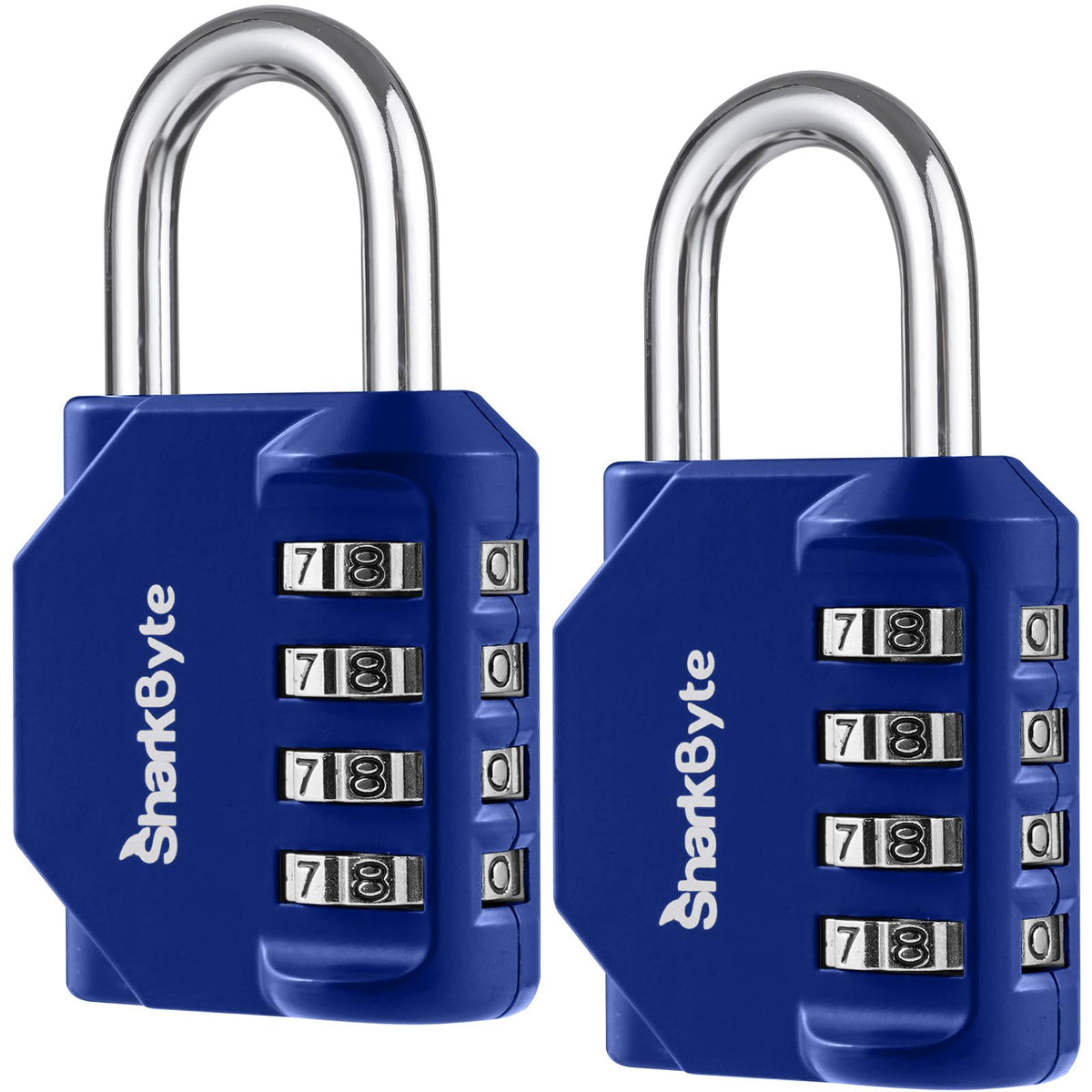 SharkByte Heavy Duty Combination Padlock – 4-Digit Weatherproof Outdoor Lock with Stainless Steel Shackle, Anti-Rust Resettable Code for Gym, School, Locker, Shed, Toolbox, Gate & Warehouse - Red