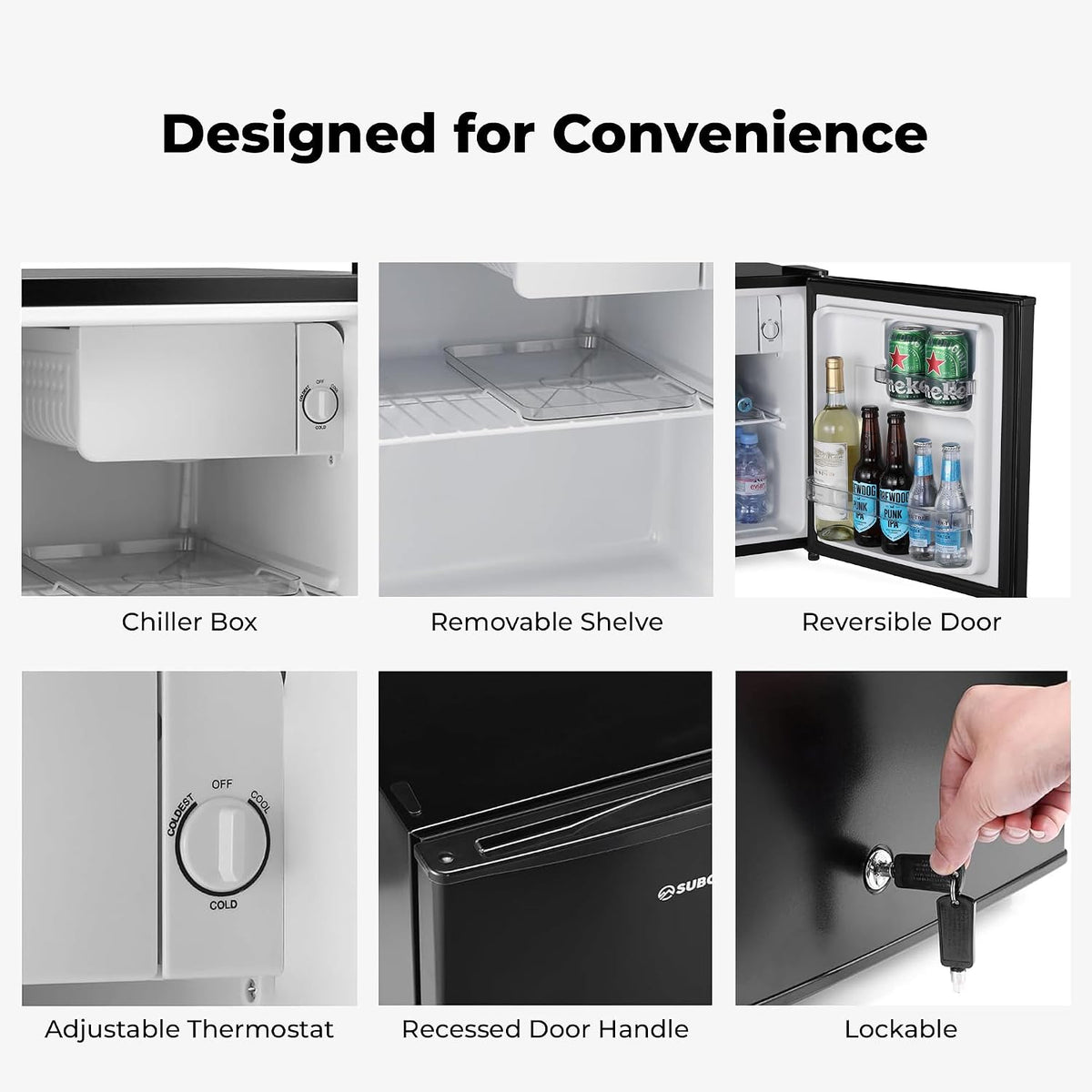 Subcold Eco50 Mini Fridge | 45L Tabletop Solid Door | Chiller Box & Lock