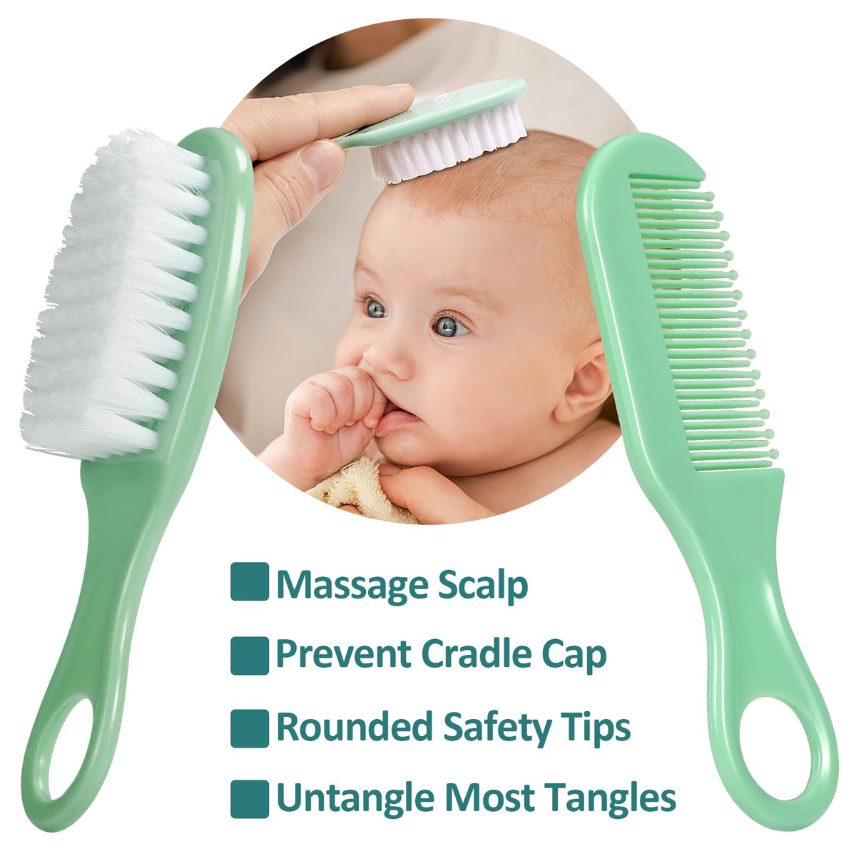 Qunlions life Infant Safety Care Set with Hair Brush Comb Nail Clipper, Baby Essentials Kit for Newborn Girls Boys (Grey White)