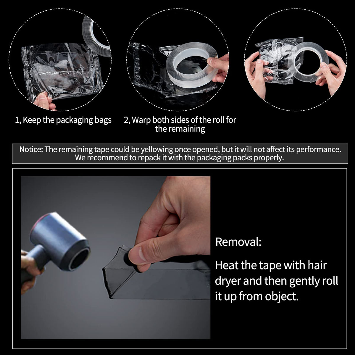 Art3d Double-Sided Tape (10FT), Traceless, Removable, Reusable, Washable - Multipurpose Tape as Seen on TV