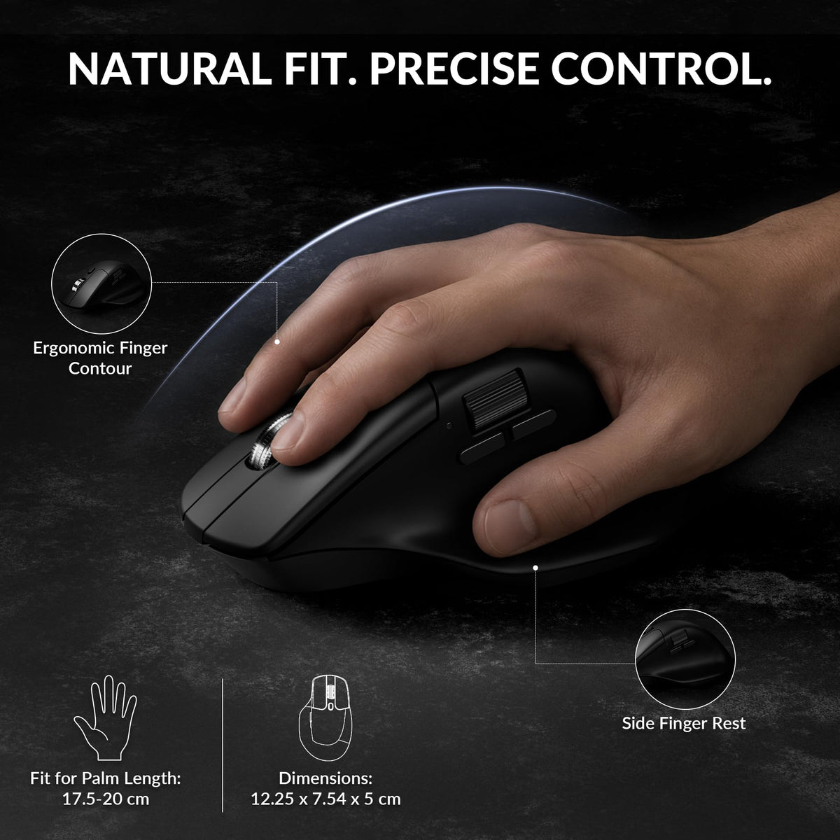 Keychron M6 8000 Hz Silent Wireless Bluetooth 5.3/2.4 GHz/Wired Connection Gaming Mouse, Lightweight Body Programmable PixArt 3950 Sensor (30K DPI / 750 IPS) for Windows Mac Linux - Black