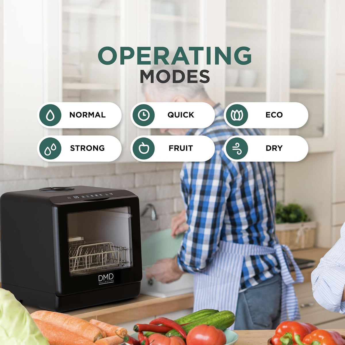 DMD Collective - 5L Table Top Dishwasher, Compact Mini Dishwasher, Black