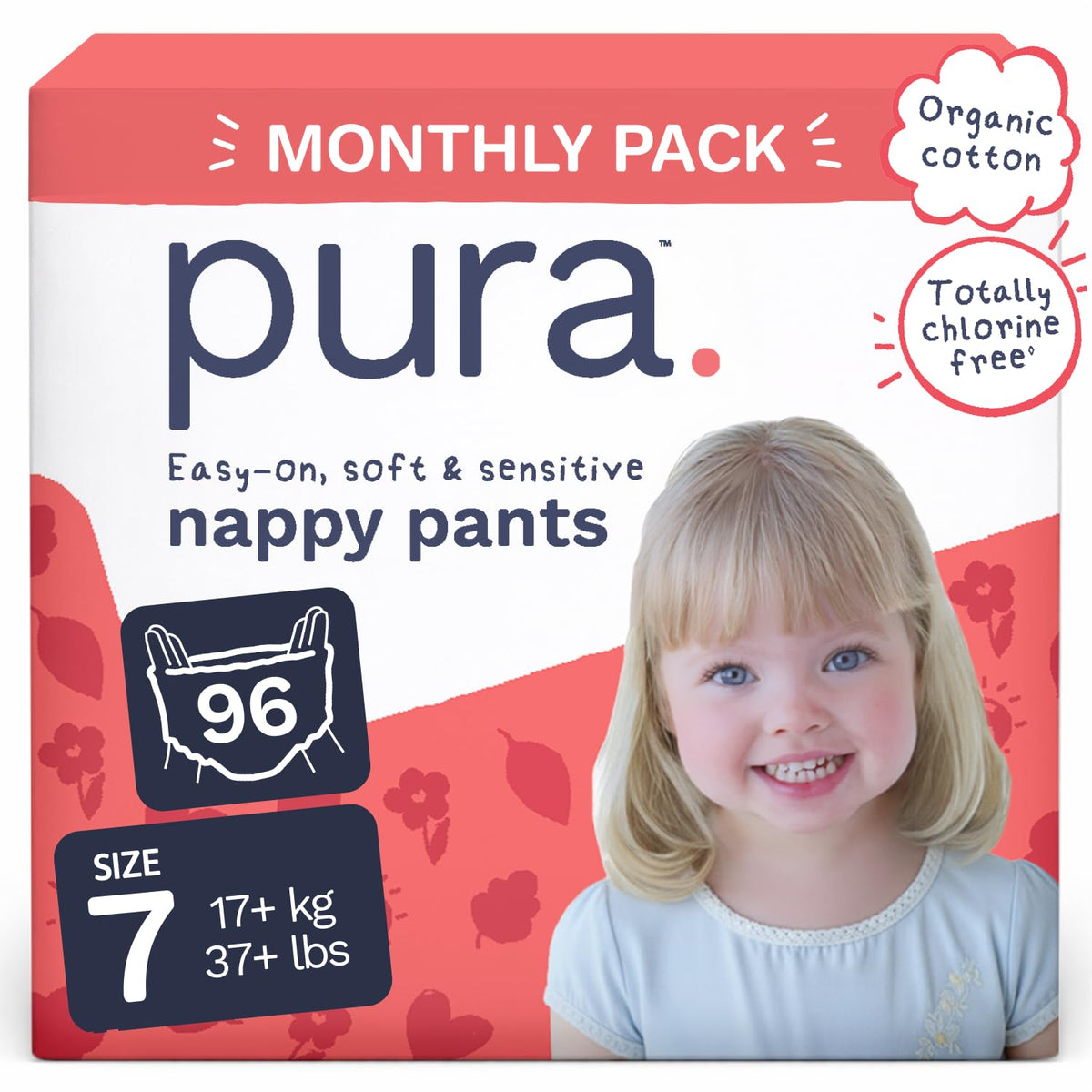 Pura Nappy Pants Size 9 (22kg+) 45 Count Sensitive Skin