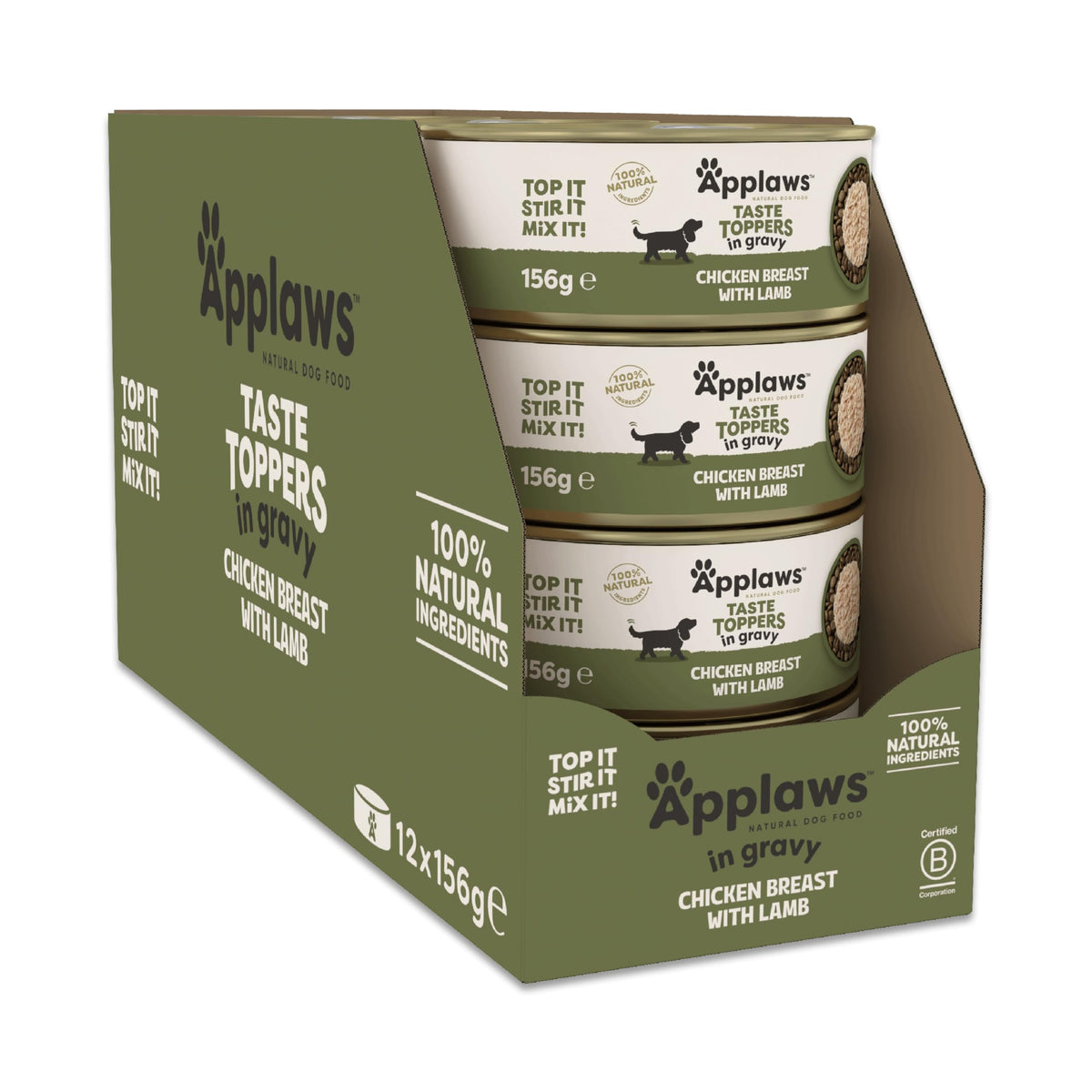 Applaws Natural Wet Dog Food Topper, Chicken Selection in Broth, 8x156g Tin
