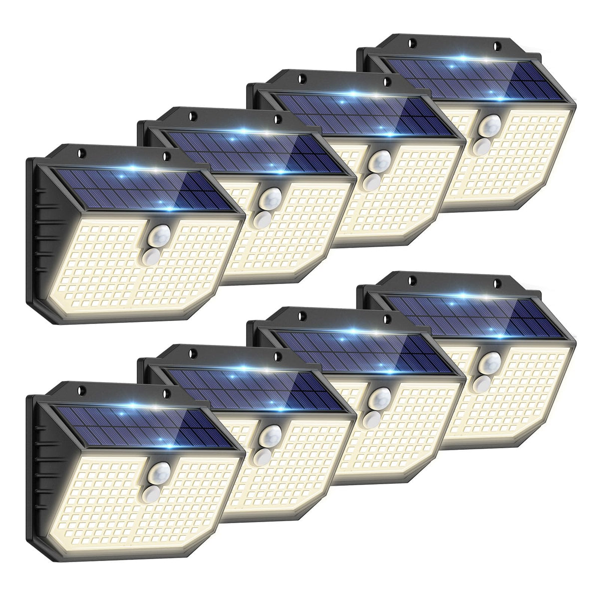 nipify Solar Lights,Upgraded 3000K Warm Solar Garden Lights,3 Modes Motion Sensor and IP65 Waterproof Solar Lights Outdoor Garden for Outside Shed Driveway Backyard Garage Walkway Wall Fences