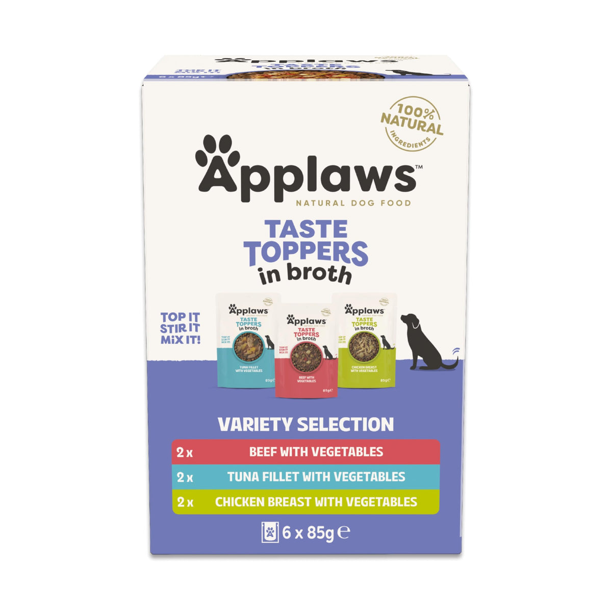 Applaws Natural Wet Dog Food Topper, Chicken Selection in Broth, 8x156g Tin