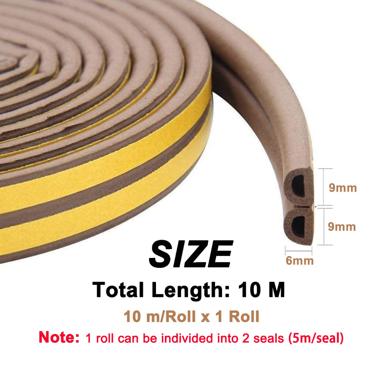 Draught Draft Excluder Tape for Door Windows, 6M Foam Sealing Strip
