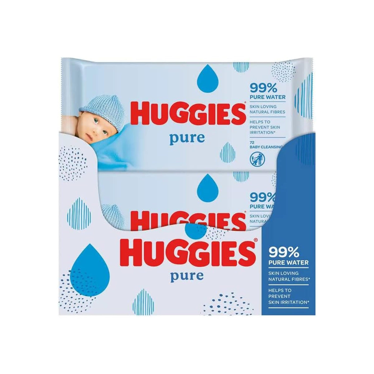 Huggies Pure Plastic Free Baby Wipes - Pack of 12 (576 Wipes) – 99% Water Wet Wipes, Fragrance Free, Hypoallergenic, Better Cleaning, Soft and Gentle on Babies' Delicate Skin