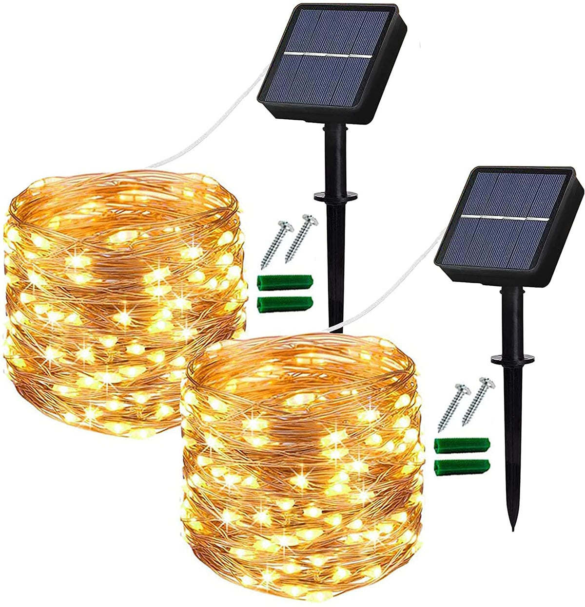 Lezonic 2Pack Solar String Lights Waterproof,12M/40Ft 120LED Garden Lights