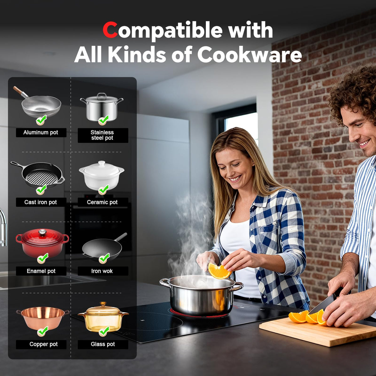 Single Induction Hob 2000W, Portable Induction Cooker with 10 Power & Temperature Levels, Touch Control, Child Lock, 3-Hour Timer, Residual Heat Indicator, Black Glass Panel Electric Hob