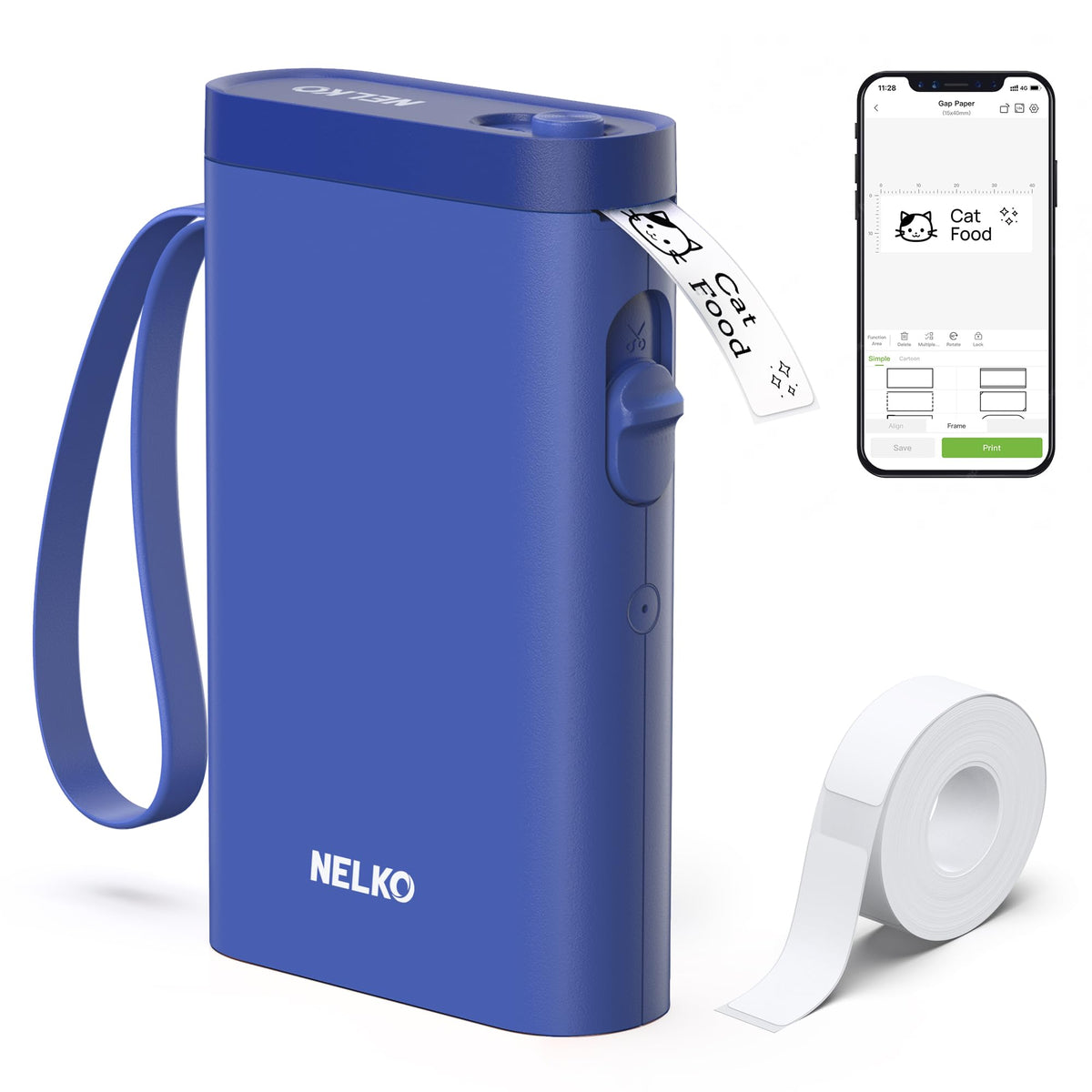 Nelko Label Maker P21 Portable Bluetooth Sticker Printer with Tape, Black