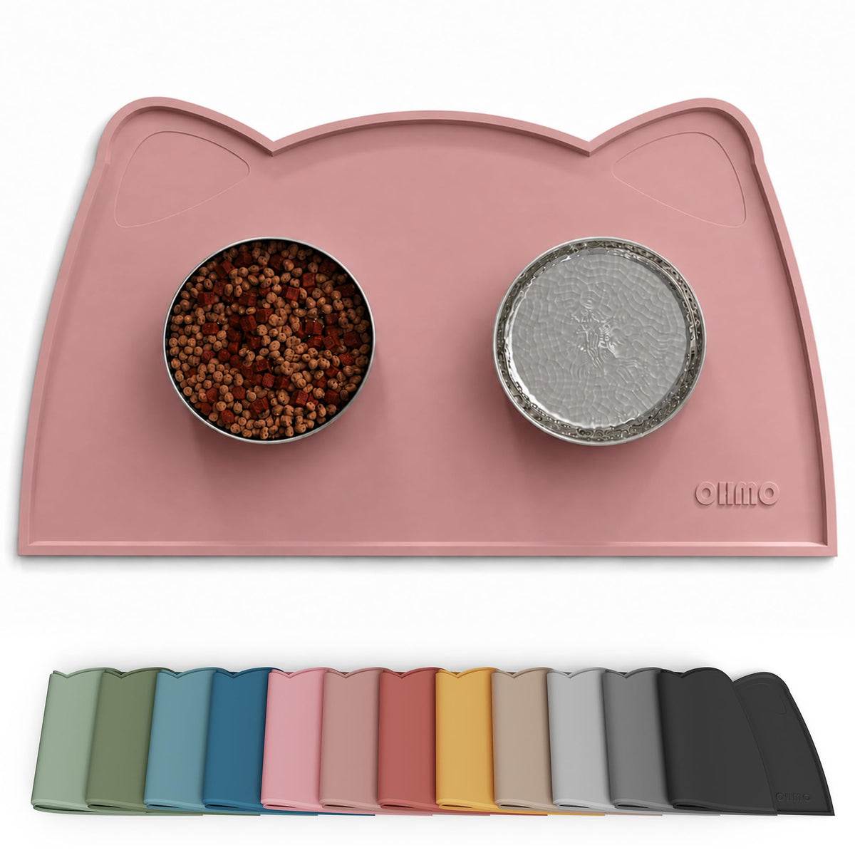 OHMO Silicone Cat Food Mat for Food&Water Bowls, 46x25cm, Camo Green